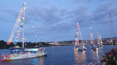 Crowds thronged to see the boats on Friday night