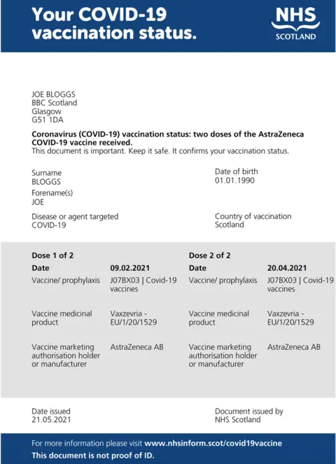 Vaccination status form