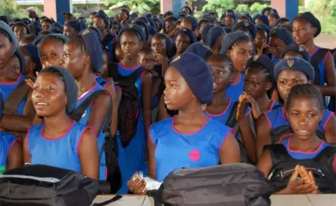AFP Sierra Leonean children attend the first day of the new school year on September 17, 2018, at the Freetown secondary shcool, after the government launched a programme of free primary and secondary education