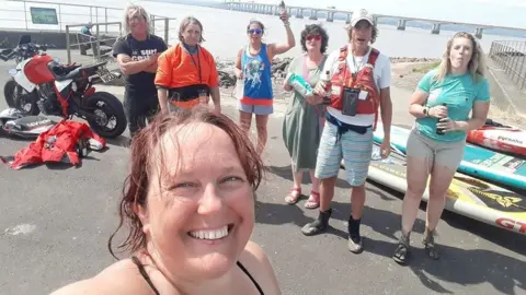 Melissa Compton Melissa Compton after finishing swim