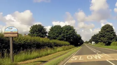 Geograph Entering Hemswell Cliff on A631, a road in the countryside