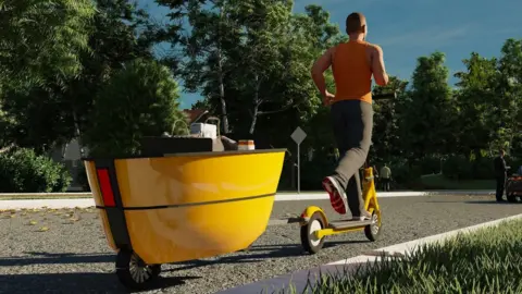 7 Concept image of an e-trailer attached to an e-scooter