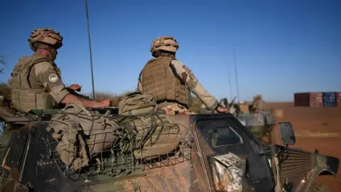 AFP French soldiers on a military vehicle during the visit of the French president in Gao, northern Mali. 13 Jan 2017