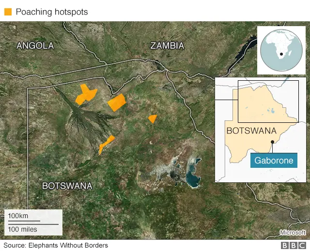 Map showing the poaching hotspots