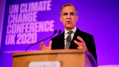 Getty Images Mark Carney makes a keynote address to launch the private finance agenda for the 2020 United Nations Climate Change Conference in London