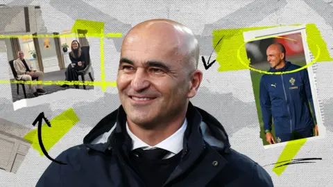 Roberto Martinez, smiling with Kelly Somers