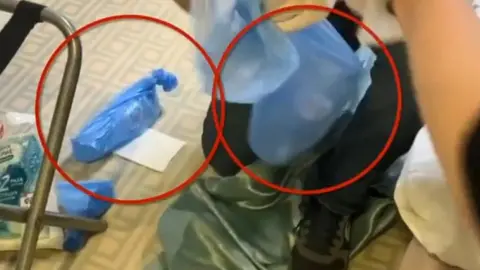 Instagram/Navalny The bottles were carefully wrapped up in the hotel room by Mr Navalny's team