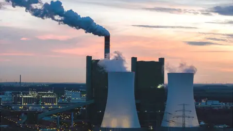 Getty Images Lignite power plant near Halle, 17 Dec 19