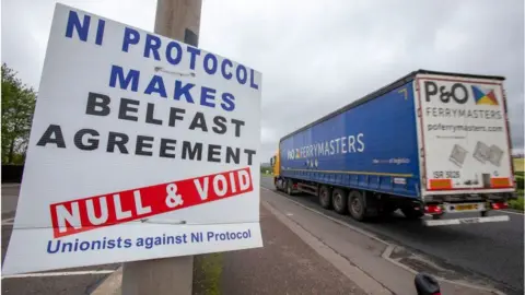 Getty Images NI protocol protest sign