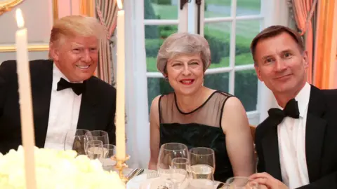 PA Media Donald Trump, Theresa May and Jeremy Hunt