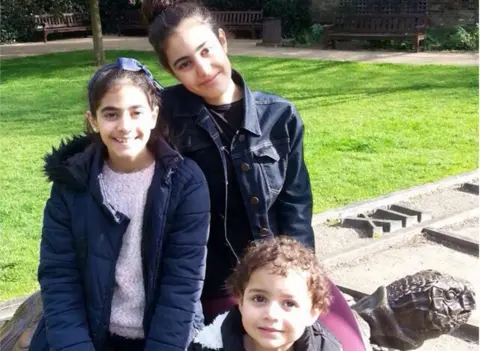 Sawsan Choucair Fatima, Zainab and Mierna aged three, 10 and 13.