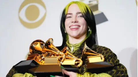 Getty Images Billie Eilish with her Grammy awards