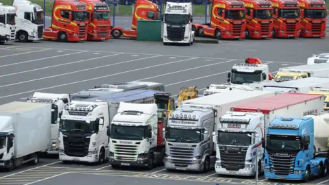 Reuters Lorries at the port of Cairnryan