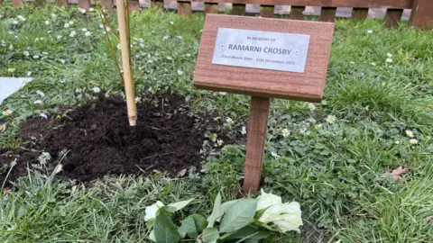 Plaque bearing Ramarni Crosby's name