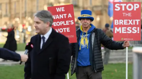 Getty Images Anti-Brexit protester Steve Bray crashed multiple BBC news reports