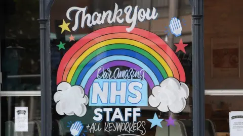 Getty Images A sign reads 'thank you NHS staff'
