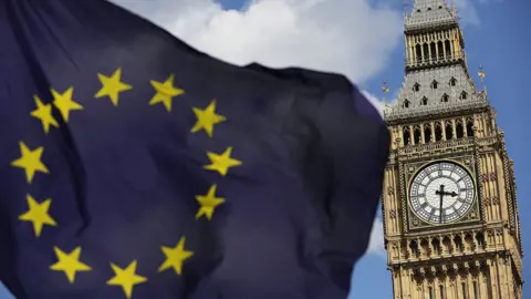 PA Media EU flag with House of Commons