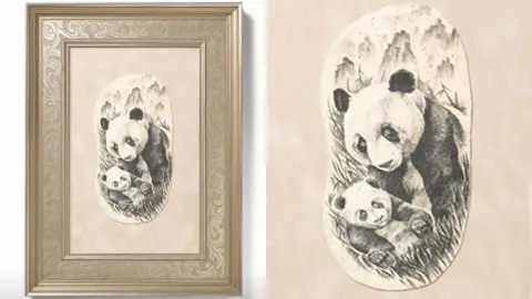 Courtesy Save My Ink Forever A framed preserved tattoo depicting two pandas