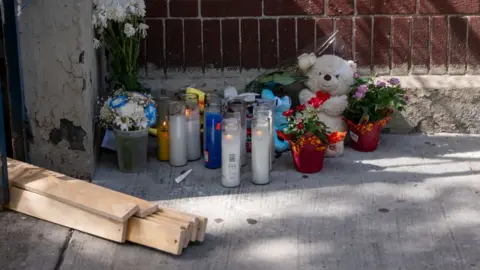 Getty Images A memorial for Nicholas Dominici who died of suspected fentanyl poisoning