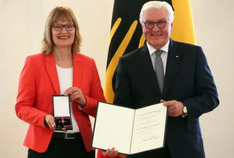 Rex Features Activist Kathrin Mahler Walther (L) receives award from German President Frank-Walter Steinmeier, 2 Oct 19
