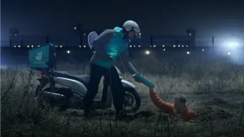 Youtube Scene from banned Deliveroo ad