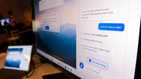 Getty Images Microsoft showcase a new AI-powered Microsoft Bing and Edge at an event