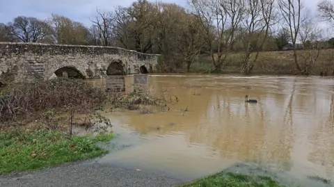 BBC/Lauren Collins River Medway flooding at Teston
