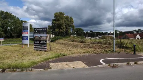 Daniel Mumby Recently strimmed grass verge with estate-agent sign in front of it