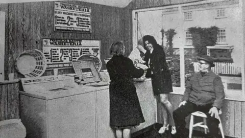 Family photo Luke's grandmother working at the laundrette that she ran from the back of her house in Caerwent for over five decades