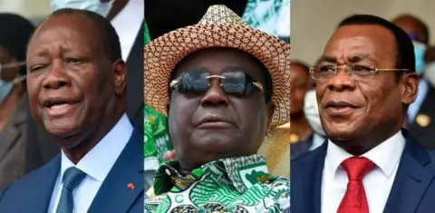 AFP From left to right: Alassane Ouattara Henri Konan Bédié, Pascal Affi N'Guessan