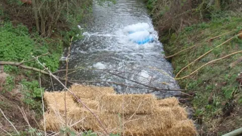 Environment Agency Hay bales and aeration equipment at Potteric Carr