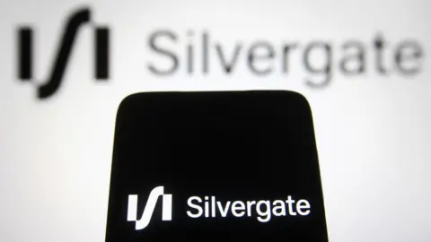 Getty Images Silvergate logo on a phone