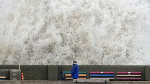 Getty Images Sea wall at New Brighton, Merseyside