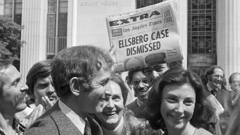 Getty Images Daniel Ellsberg and wife walk from court after a federal judge dismissed the Pentagon Papers case