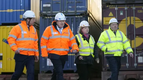 Getty Images Boris Johnson visiting the freeport in Tilbury