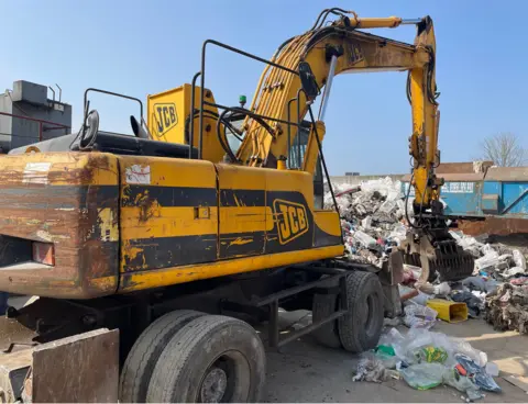 Ben Schofield/BBC Vehicle at David Brown Skip Hire & Recycling in Harlow