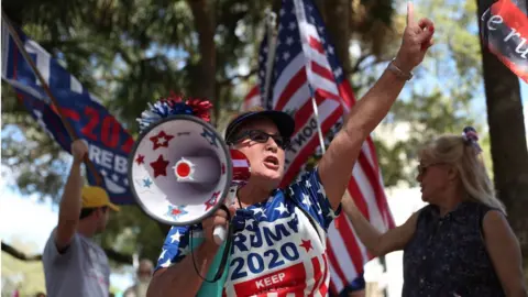 Getty Images Supporters of Donald Trump outside the Hyatt Regency Hotel in Orlando