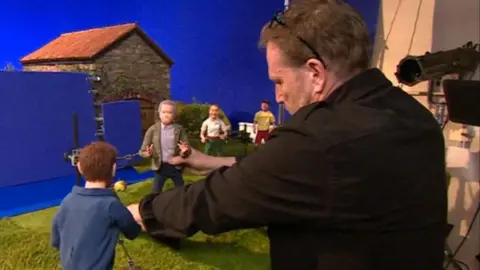 Animator moving the model of Martin Thatcher