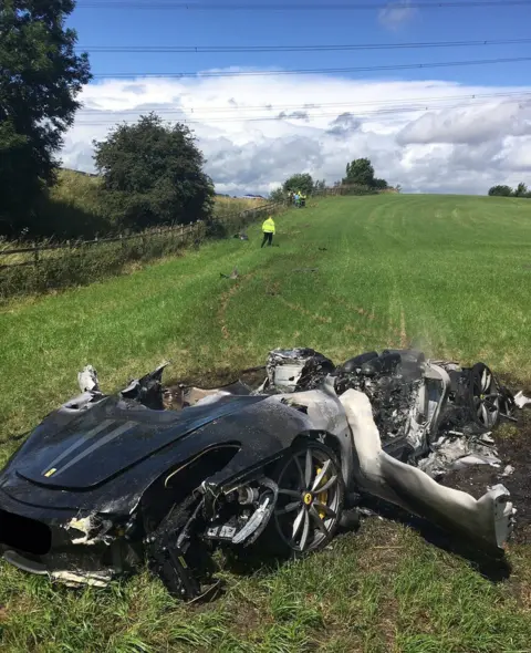 South Yorkshire Police/Twitter Crashed Ferrari