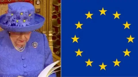 @youngvulgarian/Twitter pic of queen and pic of EU flag
