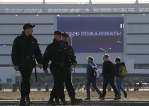 Reuters Police outside Kaliningrad stadium