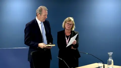 Covid Inquiry Lord O'Donnell, being sworn in at the inquiry