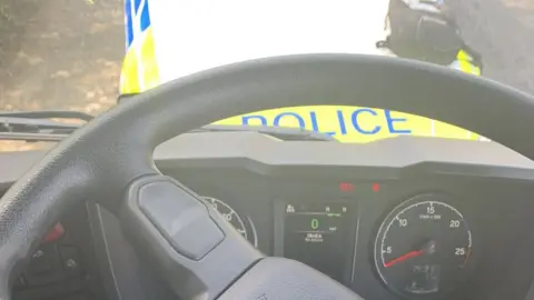 BCH Roads Policing Steering wheel of the lorry that was stopped by police