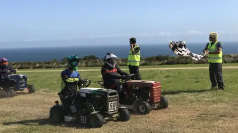 BBC Lawnmower racing