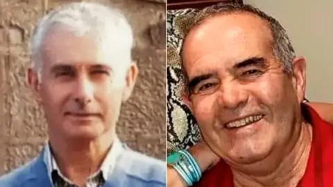 A composite image of Brian Low, a smiling man with white hair and a blue jumper and David Campbell, a smiling man with grey hair and dark eyebrows, wearing a red top 