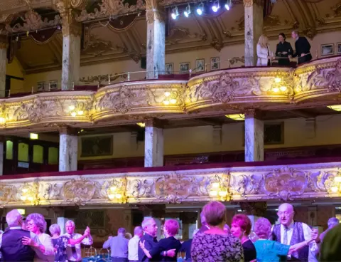 WPA Pool/Getty The duke and duchess watched dancers waltz in the Tower Ballroom