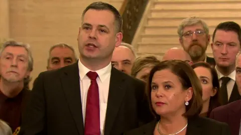 Pearse Doherty (centre) will lead Sinn Féin's negotiating team