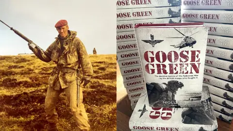 Nigel Ely Nigel Ely as a solider in the Falklands and copies of his book Goose Green