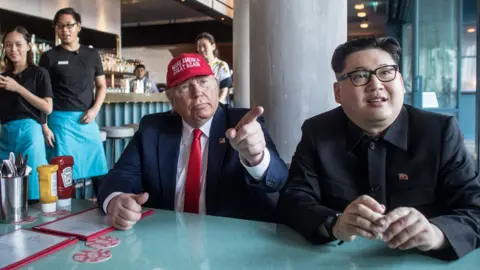 Getty Images Trump and Kim impersonators