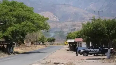 Michoacan State Security Department A view of a road leading to Aguililla